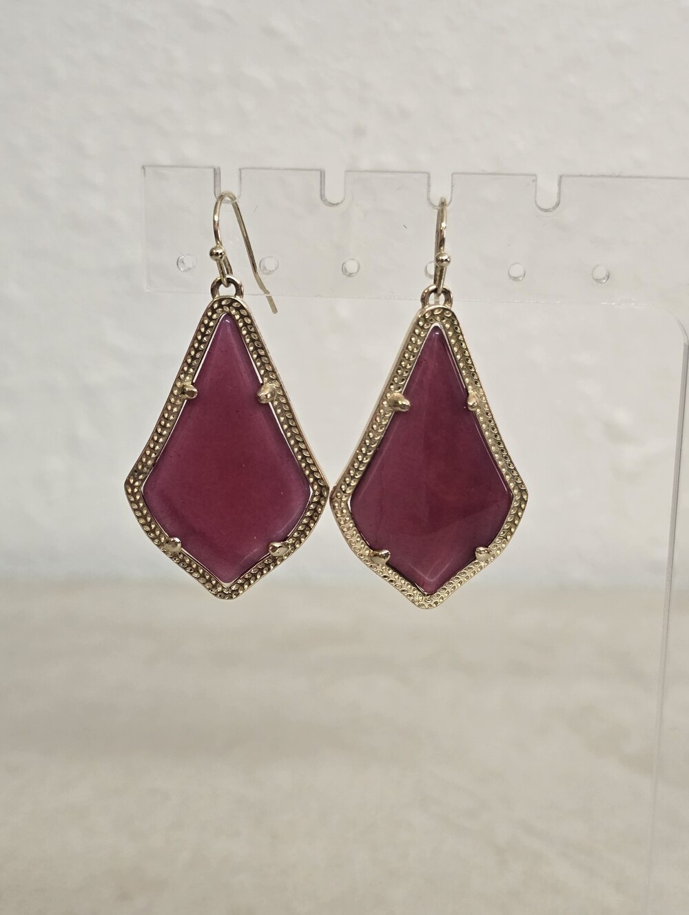 Kendra Scott Alex Gold Drop Earrings Magenta Magnesite Pink Retired